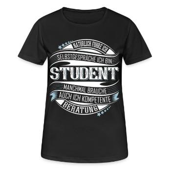 Student - Frauen T-Shirt atmungsaktiv - Schwarz - Vorne - AI Model Female 172 light (172cm)