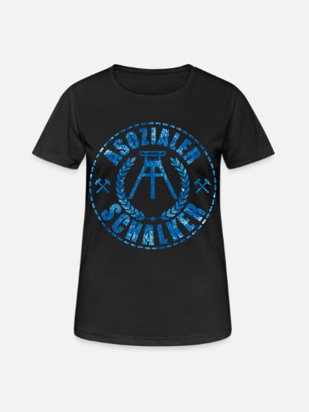 Asozialer Schalker | Gelsenkirchen Schalke - Frauen T-Shirt atmungsaktiv - Schwarz