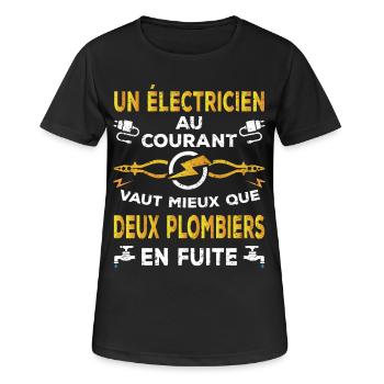 Un Électricien au courant cadeau pour électriciens - T-shirt respirant Femme - noir - Devant - AI Model Female 172 light (172cm)