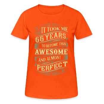 66. Geburtstag - Frauen T-Shirt atmungsaktiv - Neonorange - Vorne - AI Model Female 172 dark (172cm)