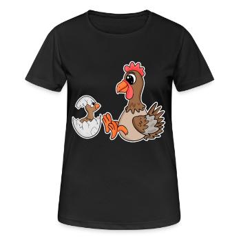 Poulet avec bébé poulet - T-shirt respirant Femme - noir - Devant - AI Model Female 172 light (172cm)