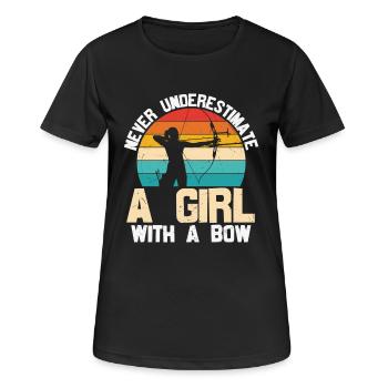 Funny Archery Design For Girls Bowhunter - Women's Breathable T-Shirt - black - Front - AI Model Female 172 light (172cm)