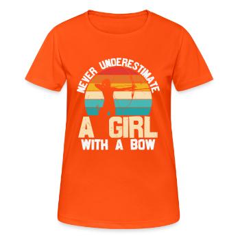 Funny Archery Design For Girls Bowhunter - Women's Breathable T-Shirt - neon orange - Front - AI Model Female 172 dark (172cm)