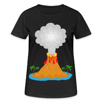 Volcan, éruption, île volcanique, lave, palmiers, montagne - T-shirt respirant Femme - noir - Devant - AI Model Female 172 light (172cm)