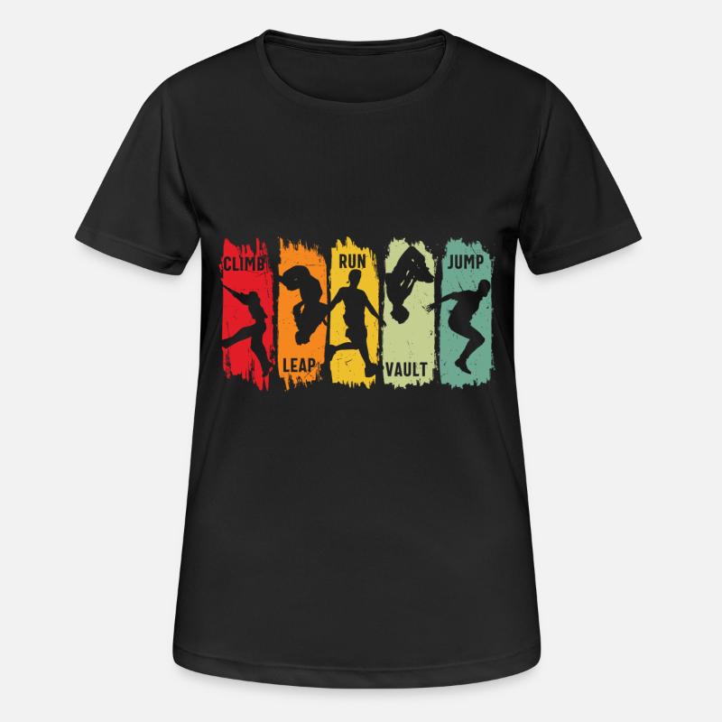 Parkour Free Running Climb Leap Run Vault Jump - Women's Breathable T-Shirt - black
