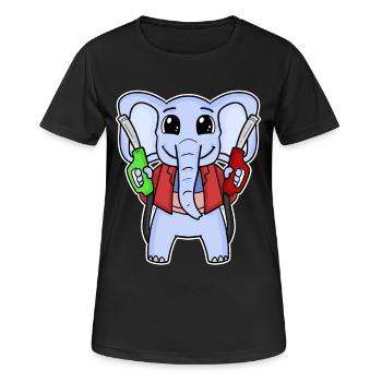 Tank attendant elephant gas station - Women's Breathable T-Shirt - black - Front - AI Model Female 172 light (172cm)