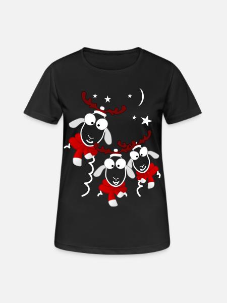 Weihnachten Rentiere - Frauen T-Shirt atmungsaktiv - Schwarz