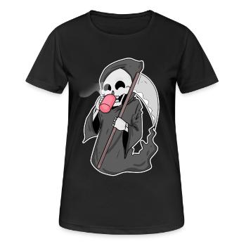 Sensenmann mit Kaffee - Frauen T-Shirt atmungsaktiv - Schwarz - Vorne - AI Model Female 172 light (172cm)