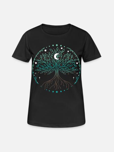 Yggdrasil Weltenesche Lebensbaum - Frauen T-Shirt atmungsaktiv - Schwarz