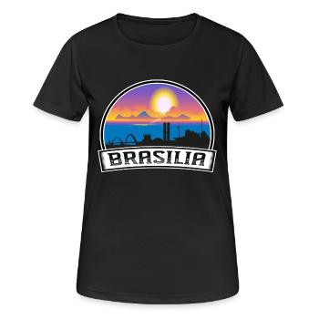 Brasilia Brazil Skyline Vintage Sunset Travel Souv - Women's Breathable T-Shirt - black - Front - AI Model Female 172 light (172cm)