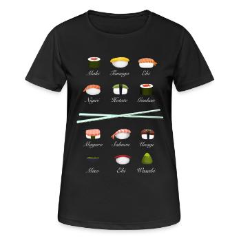 sushi kit Chopsticks manga wasabi japan riz fish - T-shirt respirant Femme - noir - Devant - AI Model Female 172 light (172cm)
