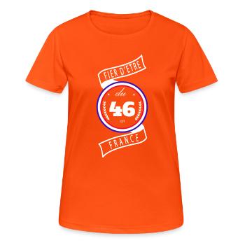 Fier d'être du 46 - T-shirt respirant Femme - orange néon - Devant - AI Model Female 172 dark (172cm)