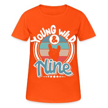 9 years 9th birthday - Women's Breathable T-Shirt - neon orange - Front - AI Model Female 172 dark (172cm)