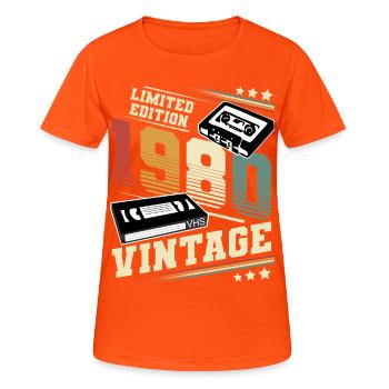 1980 Geburtsjahr Baujahr Geburtstag vintage - Frauen T-Shirt atmungsaktiv - Neonorange - Vorne - AI Model Female 172 dark (172cm)