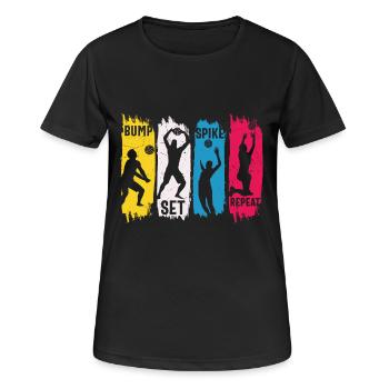 Volleyball Bump Set Spike Wiederholung - Frauen T-Shirt atmungsaktiv - Schwarz - Vorne - AI Model Female 172 light (172cm)