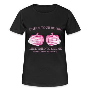 Check Your Boobs Breast Cancer Pumpkin - Women's Breathable T-Shirt - black - Front - AI Model Female 172 light (172cm)