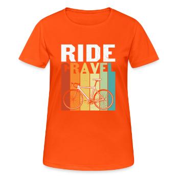 Balade à vélo Gravel - T-shirt respirant Femme - orange néon - Devant - AI Model Female 172 dark (172cm)