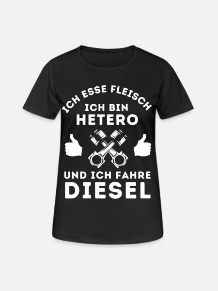 Ich esse Fleisch, ich bin Hetero und Fahre Auto - Frauen T-Shirt atmungsaktiv - Schwarz