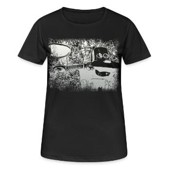 Simson Schwalbe KR51 - Frauen T-Shirt atmungsaktiv - Schwarz - Vorne - AI Model Female 172 light (172cm)