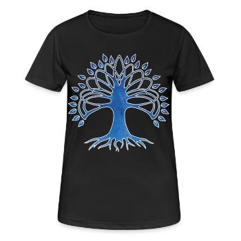 Lebensbaum und Sternenhimmel - Frauen T-Shirt atmungsaktiv - Schwarz - Vorne - AI Model Female 172 light (172cm)