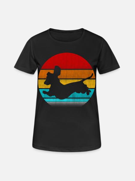 teckel rétro vinatge - T-shirt respirant Femme - noir