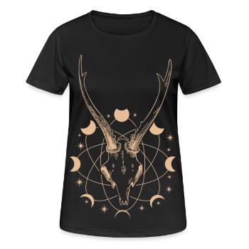 Okkultes Mondzyklus Geweih Goth - Frauen T-Shirt atmungsaktiv - Schwarz - Vorne - AI Model Female 172 light (172cm)