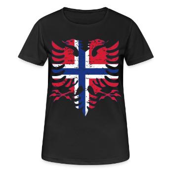 Albanien Norwegen Flagge used look - Frauen T-Shirt atmungsaktiv - Schwarz - Vorne - AI Model Female 172 light (172cm)