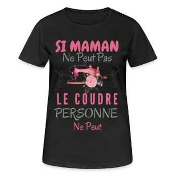 Humour Maman couturière - T-shirt respirant Femme - noir - Devant - AI Model Female 172 light (172cm)
