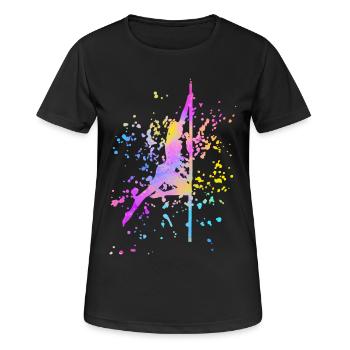 Pole Dance Fitness Couleur Splash Pole Dance - T-shirt respirant Femme - noir - Devant - AI Model Female 172 light (172cm)