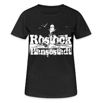 Rostock Hansestadt - Frauen T-Shirt atmungsaktiv - Schwarz - Vorne - AI Model Female 172 light (172cm)