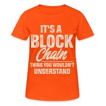 Crypto Blockchain - T-shirt respirant Femme - orange néon - Devant - AI Model Female 172 dark (172cm)