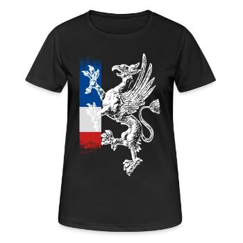 griffon debout bleu blanc rouge Rostock - T-shirt respirant Femme - noir - Devant - AI Model Female 172 light (172cm)