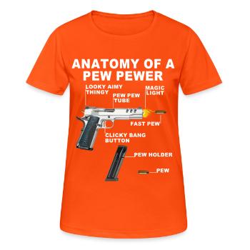 Anatomie eines Pew pewer - Frauen T-Shirt atmungsaktiv - Neonorange - Vorne - AI Model Female 172 dark (172cm)