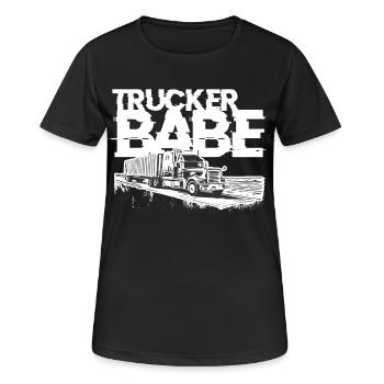 Trucker Babe - Frauen T-Shirt atmungsaktiv - Schwarz - Vorne - AI Model Female 172 light (172cm)