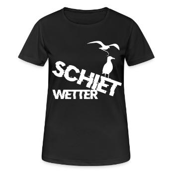 Schiet Wetter - Frauen T-Shirt atmungsaktiv - Schwarz - Vorne - AI Model Female 172 light (172cm)
