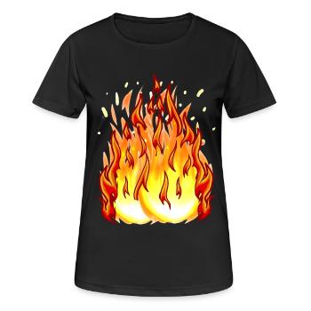 Flamme de feu Boule de feu Enfer Brûler Feu - T-shirt respirant Femme - noir - Devant - AI Model Female 172 light (172cm)