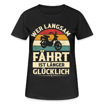 Mofa - Frauen T-Shirt atmungsaktiv - Schwarz - Vorne - AI Model Female 172 light (172cm)