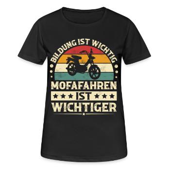 Mofa - Frauen T-Shirt atmungsaktiv - Schwarz - Vorne - AI Model Female 172 light (172cm)