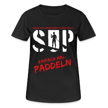 paddeln und surfen - Frauen T-Shirt atmungsaktiv - Schwarz - Vorne - AI Model Female 172 light (172cm)