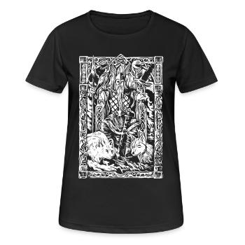 Wikinger Tafel mit Wölfen und Raben - Frauen T-Shirt atmungsaktiv - Schwarz - Vorne - AI Model Female 172 light (172cm)