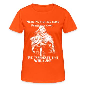 Walküre - keine Prinzessin - Wikingerin - Frauen T-Shirt atmungsaktiv - Neonorange - Vorne - AI Model Female 172 dark (172cm)
