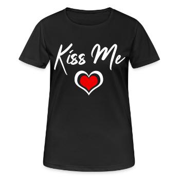 Kiss Me Herzchen - Frauen T-Shirt atmungsaktiv - Schwarz - Vorne - AI Model Female 172 light (172cm)
