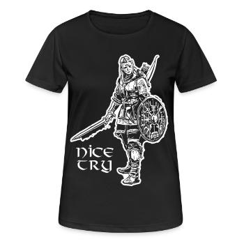 Nice Try Valkyrie - Women's Breathable T-Shirt - black - Front - AI Model Female 172 light (172cm)