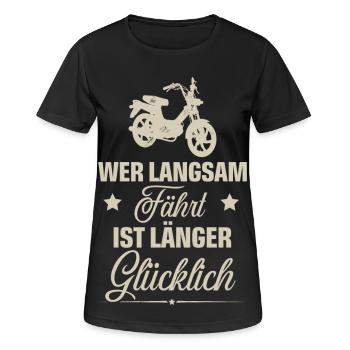 Mofa - Frauen T-Shirt atmungsaktiv - Schwarz - Vorne - AI Model Female 172 light (172cm)