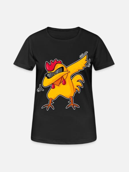 Funny Dabbing Chicken Cool Farm Animal Farm Humor - Women's Breathable T-Shirt - black
