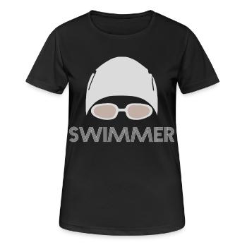 Nageur - T-shirt respirant Femme - noir - Devant - AI Model Female 172 light (172cm)