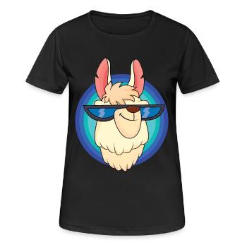 Cooles Lama mit Sonnenbrille - Frauen T-Shirt atmungsaktiv - Schwarz - Vorne - AI Model Female 172 light (172cm)