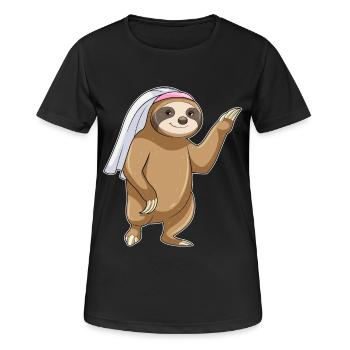 Mariage au voile de mariée paresseux - T-shirt respirant Femme - noir - Devant - AI Model Female 172 light (172cm)