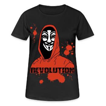 Anonymous et révolution rouge - T-shirt respirant Femme - noir - Devant - AI Model Female 172 light (172cm)