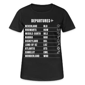 flug reise traum humor fantasie film ziel pilot lo - Frauen T-Shirt atmungsaktiv - Schwarz - Vorne - AI Model Female 172 light (172cm)